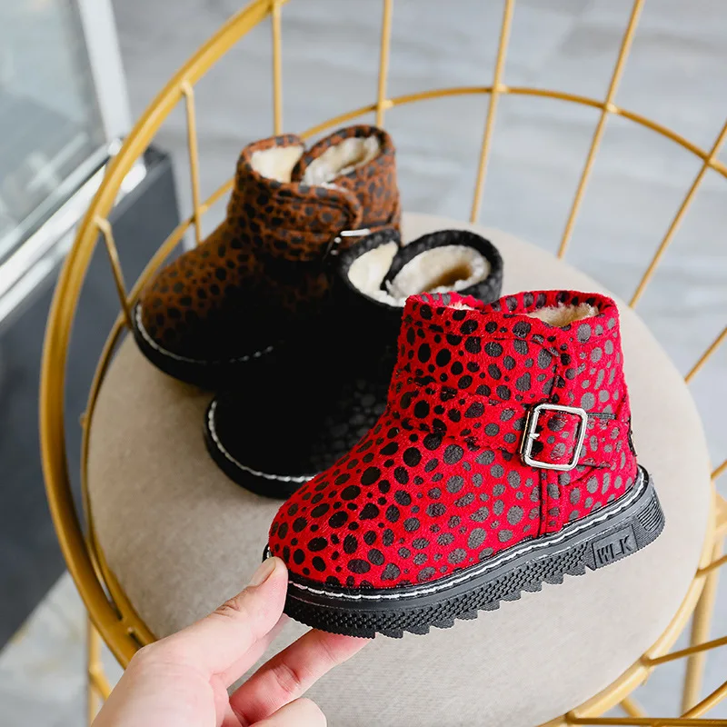 Детские замшевые зимние ботинки JUSTSL для маленьких девочек и мальчиков Плотные