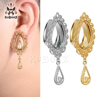 kubooz trendy popular stainless steel shell dangle ear tunnels gauges stretchers body piercing jewelry earring plugs expanders