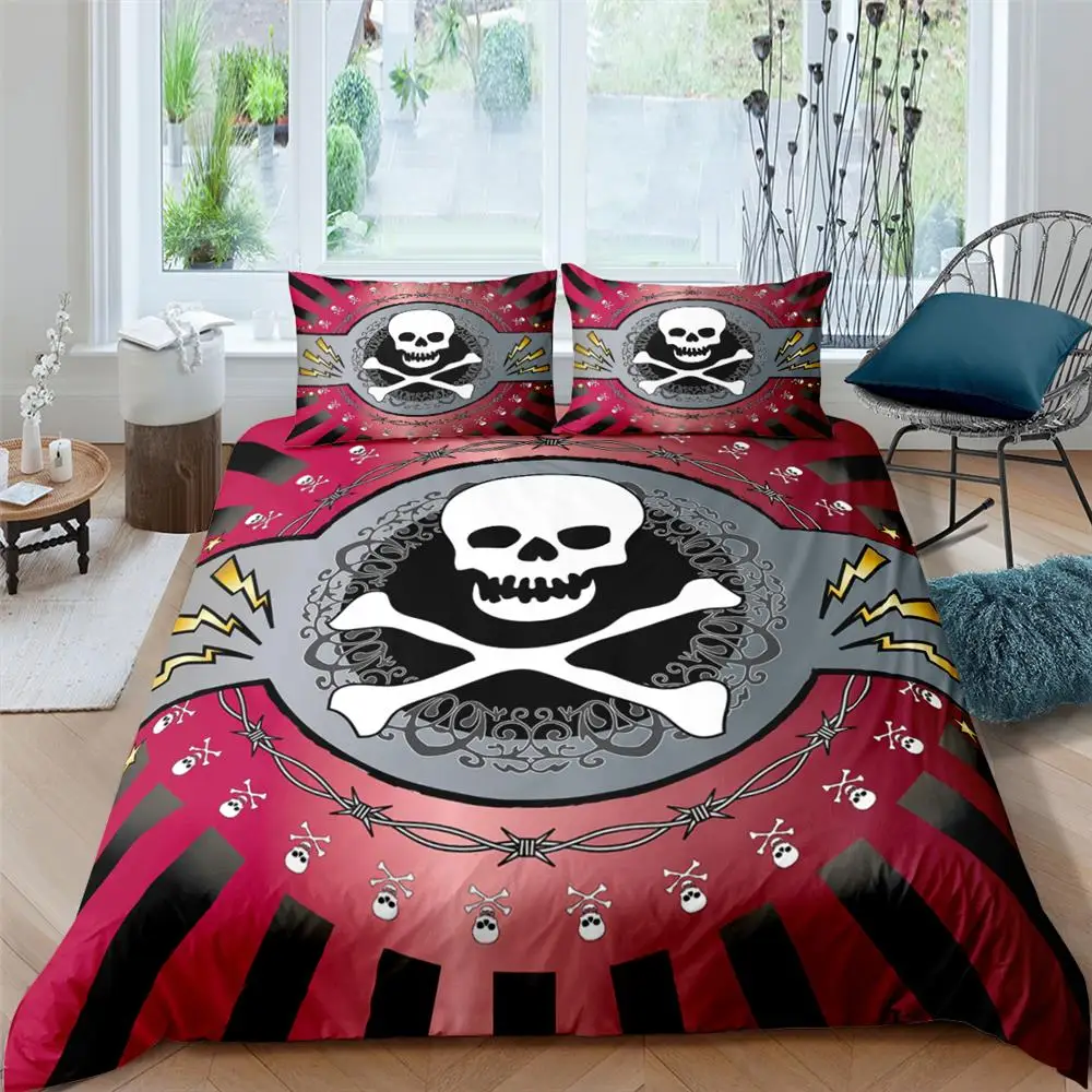 

Halloween 3D Bedding Set Microfiber Rose Flower Beauty Skeleton Skulls Quilt Cover Pillowcase Duvet Cover Set For Dropshipping