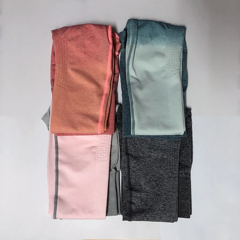 Женский комплект для йоги одежда спортзала Омбре бесшовные леггинсы +