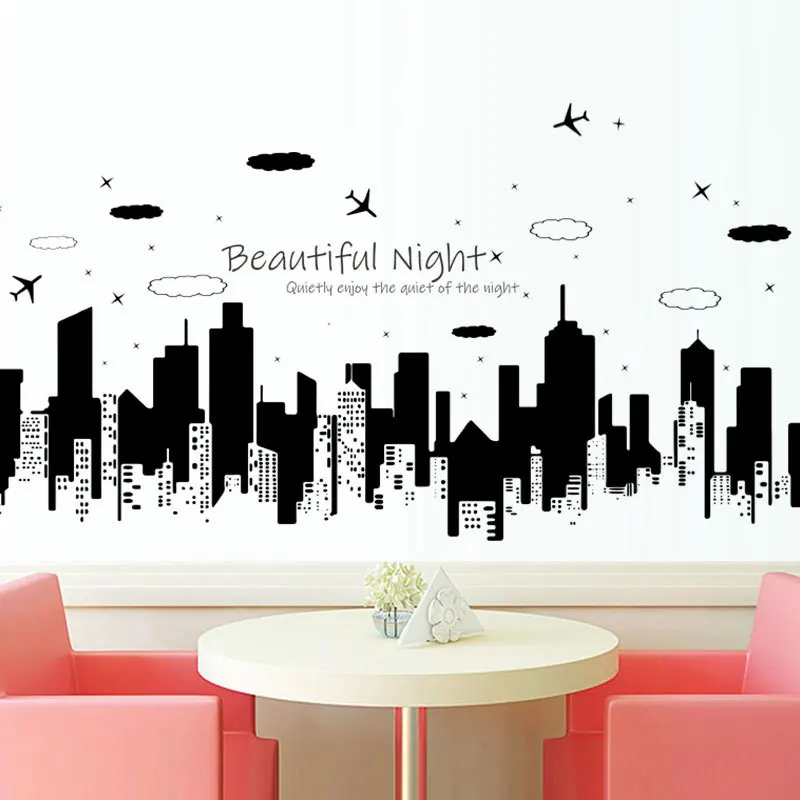 

Starry Night City Beautiful Night Wall Sticker Modern Creative Home Decoration Mural Living room sofa Art wallpaper stickers