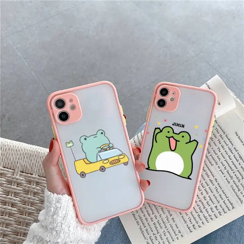 

frog cute cartoon animal Phone Case matte transparent For iphone 7 8 11 12 plus mini x xs xr pro max cover