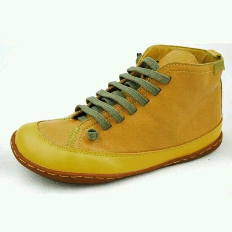 

Women Leather Ankle Boots 2021 Autumn Winter Vintage Woman Waterproof Flats Women's Casual Ladies Lace Up Female Shoes Plus Size