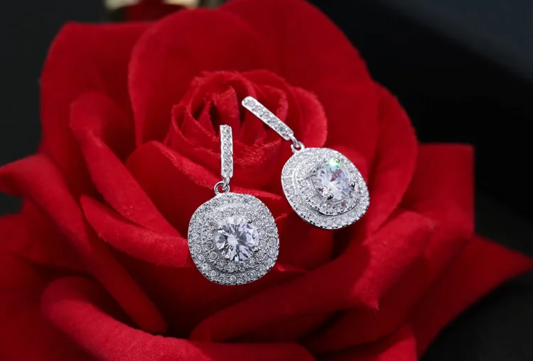 

REETI 925 Sterling Silver Square 3A Zircon Crystal Fashion Stud Earrings For Women Wedding Jewelry