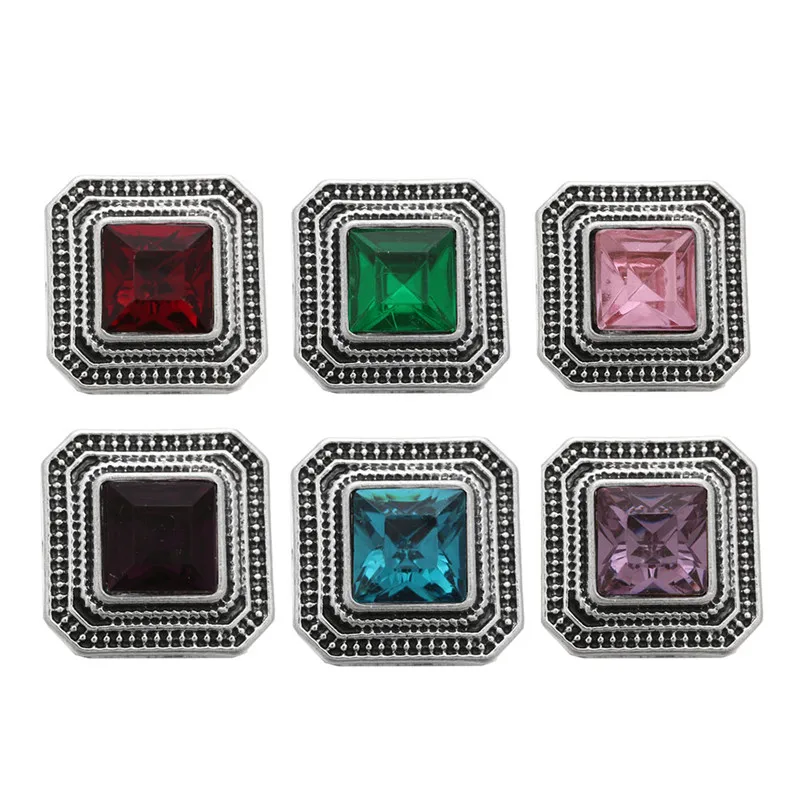 10 шт./лот смешанный стиль 12 мм кнопки ювелирные изделия металлические квадратные
