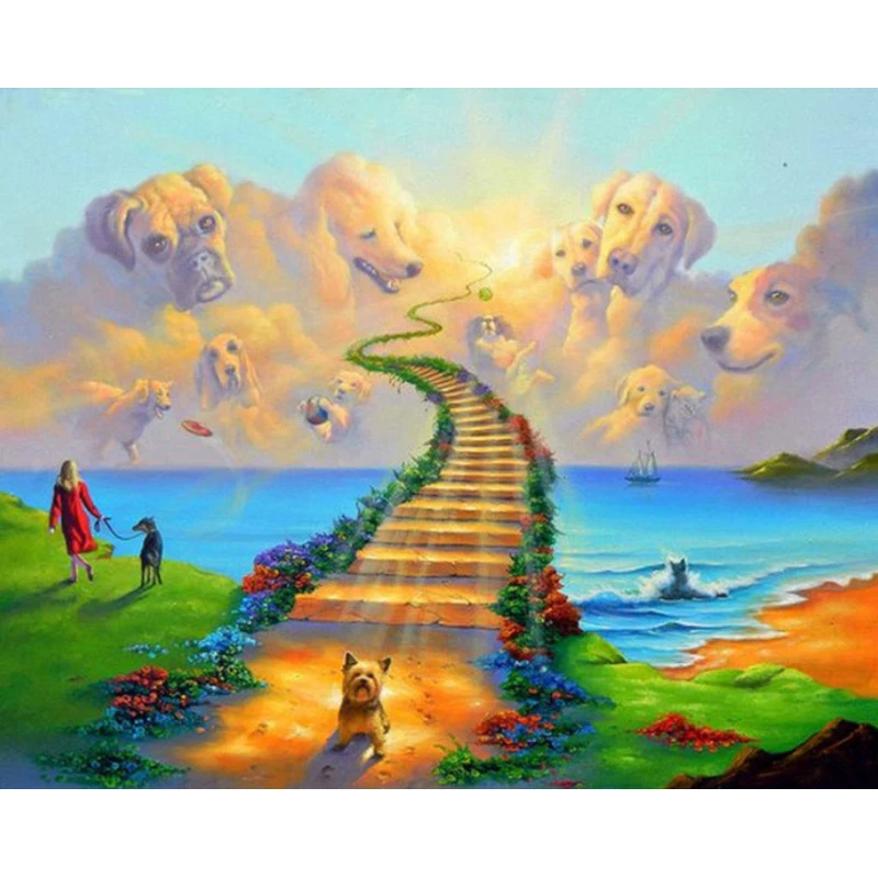 5d diy Diamond embroidery Dogs go to Heaven diamond painting Cross Stitch full drill animal Rhinestone mosaic decor | Дом и сад