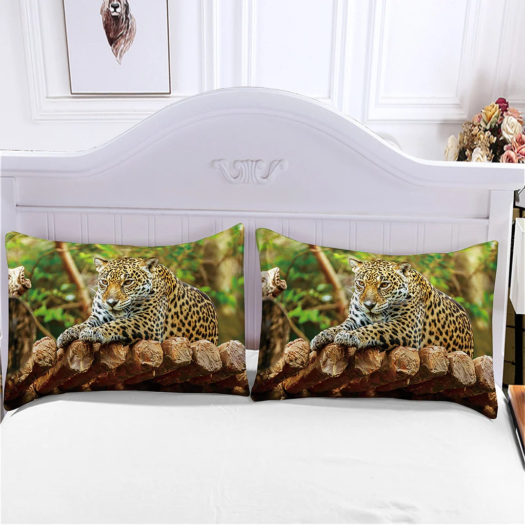 

Cute Bedding Set Duvet Cover and Pillowcases Full Size Bedroom Wild Leopard Home Textile Designer Customizable Quality Printed