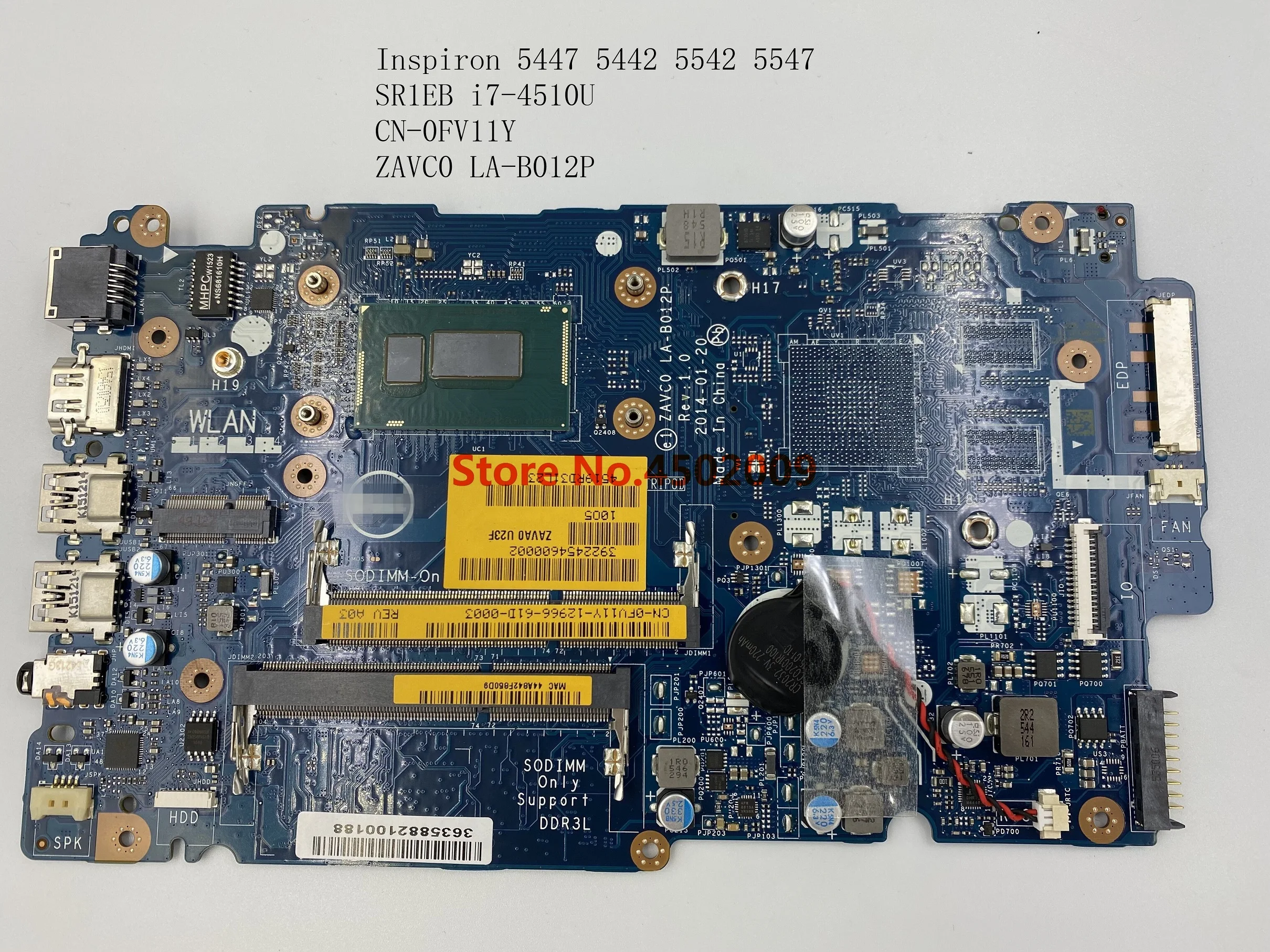 CN-0FV11Y 0FV11Y FV11Y LA-B012P для dell Dell Inspiron 5447 5442 5542 5547 Материнская плата ноутбука SR1EB i7-4510U |