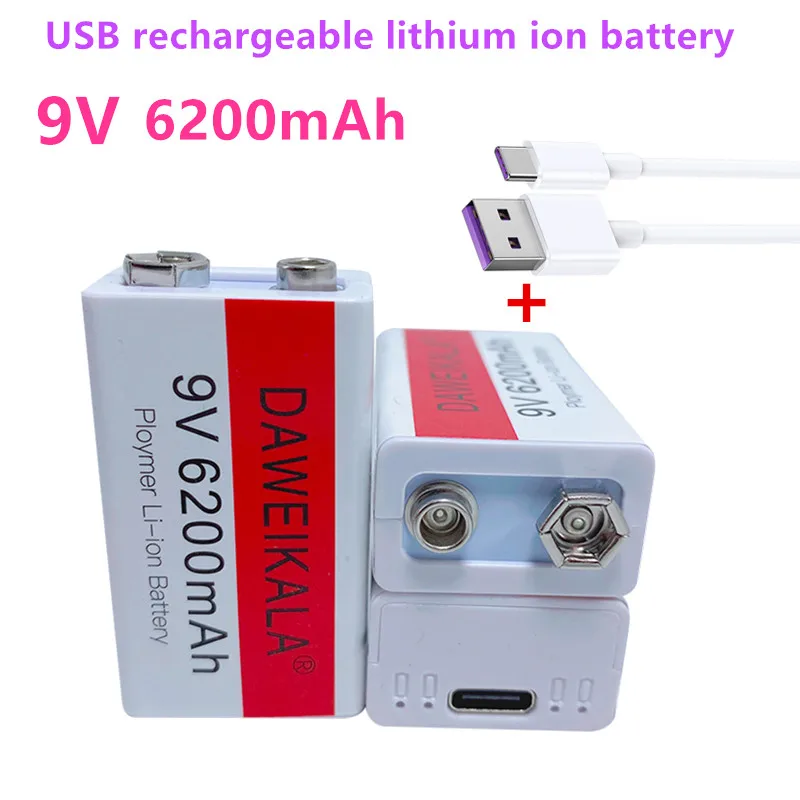 100% Original 9V USB литий-ионная аккумуляторная батарея 6.2Ah подходит для камеры и др.