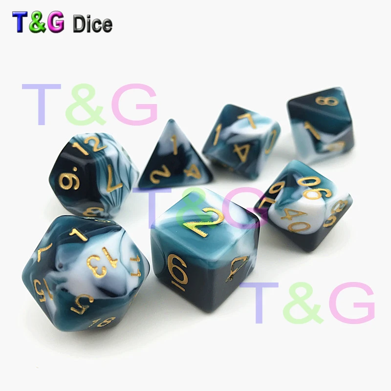 Новые 7 шт трпг кости для подземелий и драконов D4 D20 многогранные игры Кубики