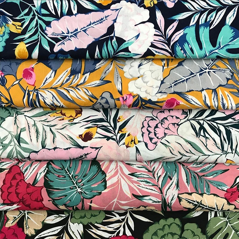Гавайский пляж растения цветочный принт хлопок Поплин Ткань одежда рубашка юбка