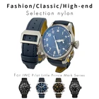 Ремешок из телячьей кожи для IWC Big Pilot IW377714 Mark18, нейлоновый браслет из натуральной кожи, 20 мм 21 мм 22 мм