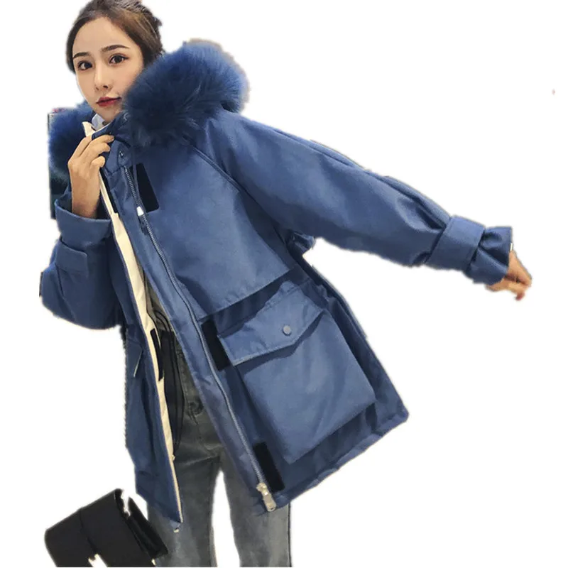 

padded Cotton women 2020 new small popular medium long thickened Korean wool collar work clothes warm coat fashion