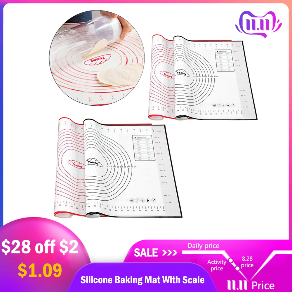 Силиконовый коврик для выпечки со шкалой замеса теста антипригарный