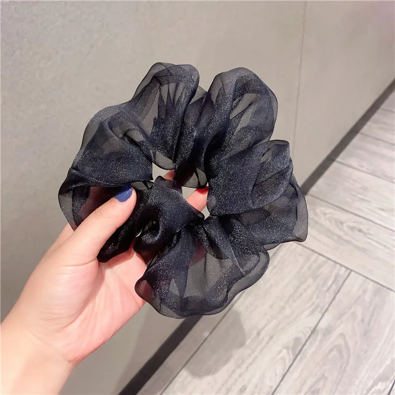 Fashion Oversized Hair Scrunchies Elastic Ties Girls Headwear Ponytail Holder Hairband Organza Accessories | Аксессуары для одежды