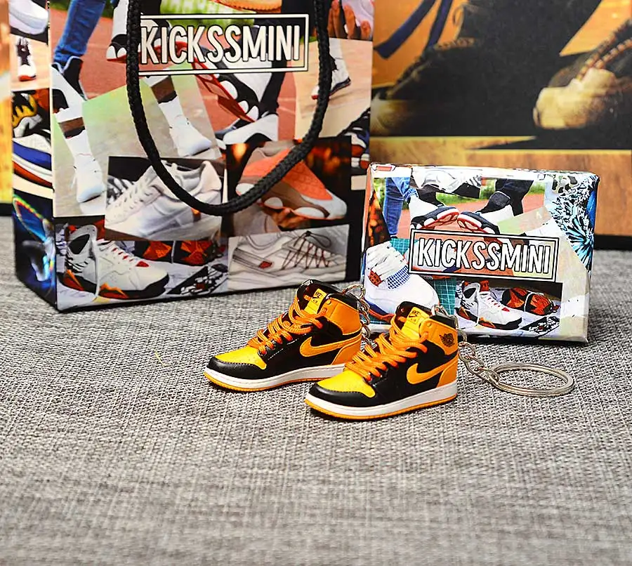 a pair w metal ring Персональный DIY Jordan Generation AIR JORDAN 1 chicago 3D кроссовок фигурный брелок сумка Подвеска парный брелок - Цвет: a pair w metal ring