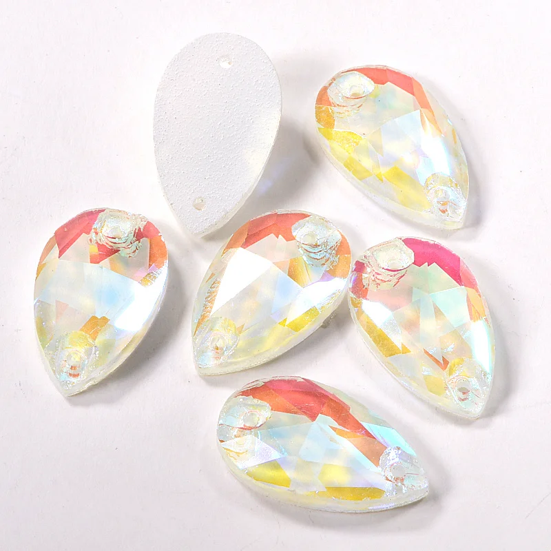 Каплевидные кристаллы AB пришитые стразы s плоские стеклянные флуоресцентные