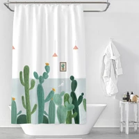 new design waterproof cactus printed fabric bathroom shower curtain in the bathroom for modern accessory bathroom decor product