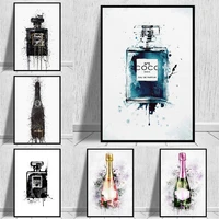 graffiti perfume bottle and champagne canvas art posters and prints luxury watercolour nordic wall decorative painting pictures
