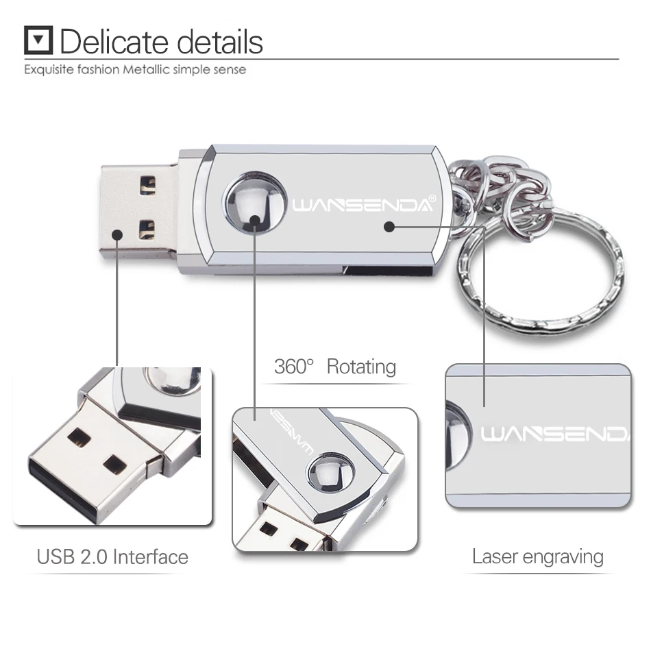 WANSENDA поворотный USB накопитель 16 ГБ 8 32 64 128 2 0|flash disk|16gb usb flash drive16gb |