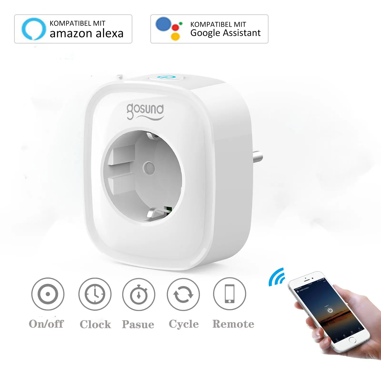 Gosund мини умная розетка с Alexa Google Home IFTTT, не требуется концентратор, Wifi включен пульт дистанционного управления