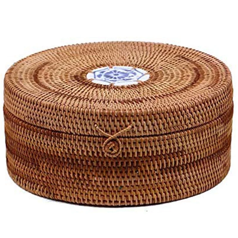 Handmade Rattan Puɾr Tea Cake Storage Box Can Kitchen Container | Дом и сад