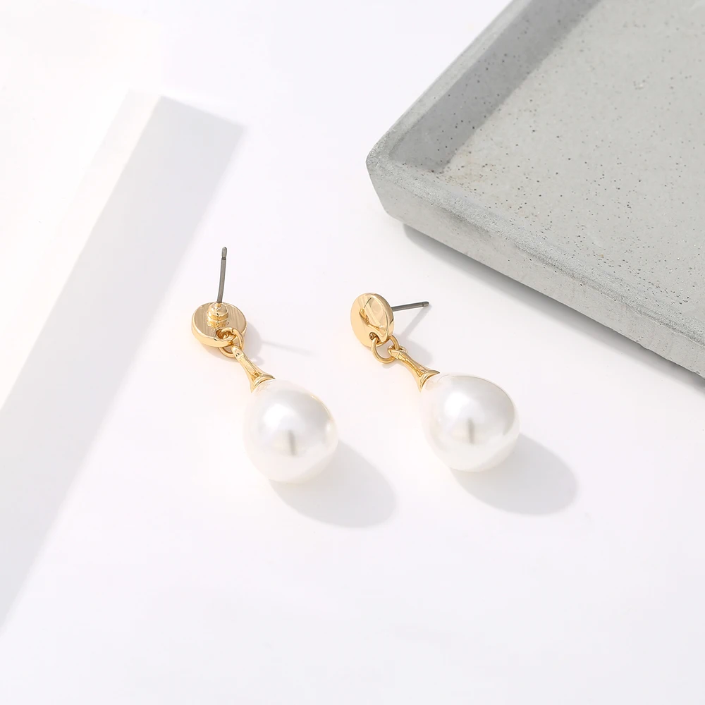 Элегантные серьги подвески Yhpup 2019 с искусственным жемчугом золотые в форме капли