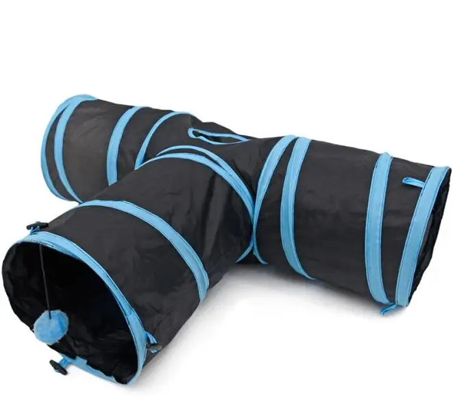 AWJ0401-C 2/3/4 отверстия складной туннель для кошек для дома и улицы Pet кошачьи игрушки для кошки; тапочки с кроликом; шлёпанцы для играть тоннель тавровое соединение - Цвет: AWJ0401-C