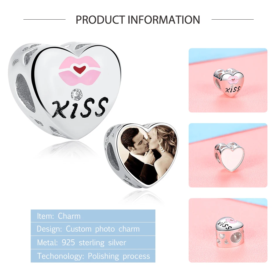 Подходит для оригинальных шармов браслет 925 пробы серебро на заказ фото сердце