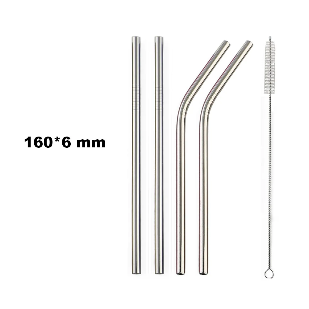 16cm Silver 1/4/8 шт. мульти металлическая соломинка комплект многоразовые соломы 304 Нержавеющая сталь соломинки с кистью экологически-безопасные соломинки для кружек 20/30 унций - Цвет: 16cm Silver