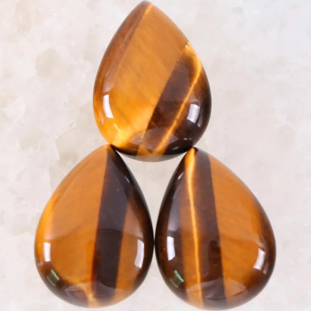 

5Pcs Cabochon CAB Natural Stone No Drilled Hole Water Drop Bead for Men Women DIY Jewelry Making Necklace Golden Tiger eye Bead