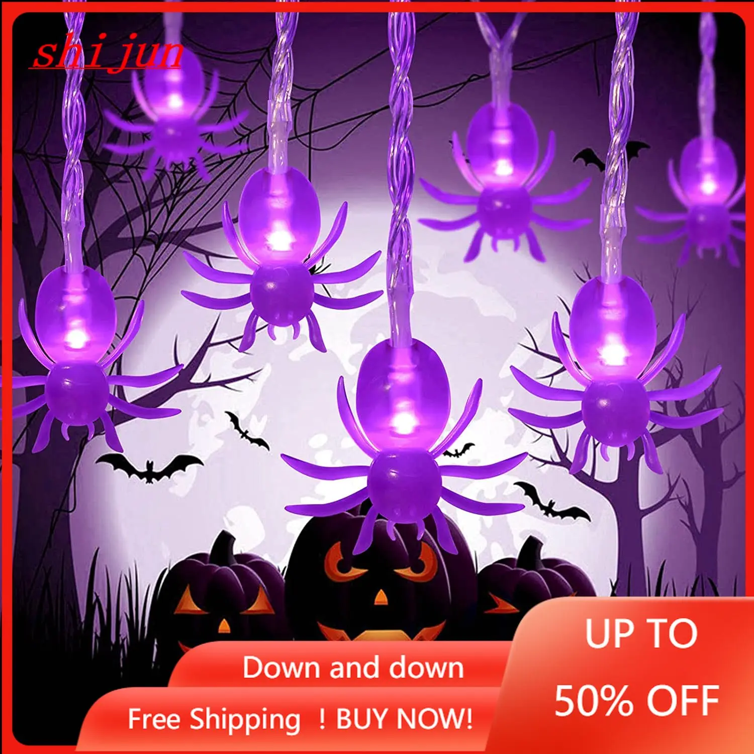 Halloween Lights, Halloween Decorations 30LED Spider String Lights with 2 Modes Steady/Flickering for Halloween Decor,