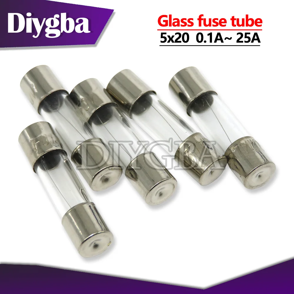 

Стеклянная трубка плавкого предохранителя 5x20, 10 шт./лот, 0,1a ~ 25A 5*20, предохранитель 5*20 0,2a 0,25a 0,3a 1A 1,25a 2A 2.5A 3A 3.15A 4A 5A 6A 6.3A