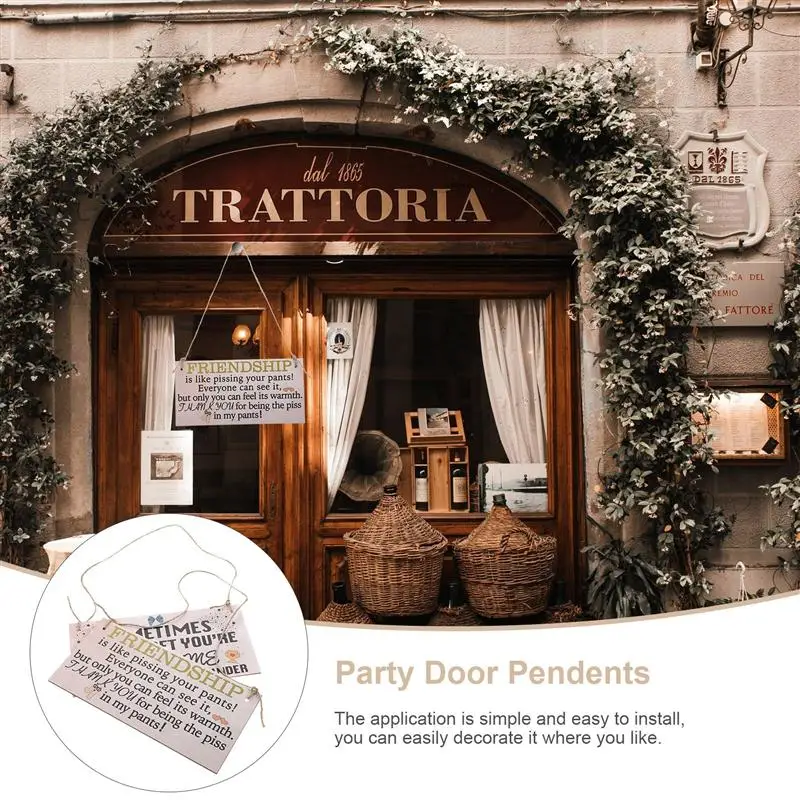 

4pcs Door Hanging Pendent Wooden Door Pendent Wall Art Decor Door Decors for Home Party