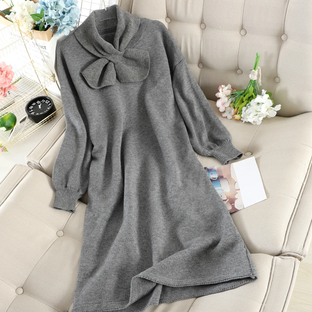 2019 Новая модная женская одежда трикотажное платье осень и зима популярное с