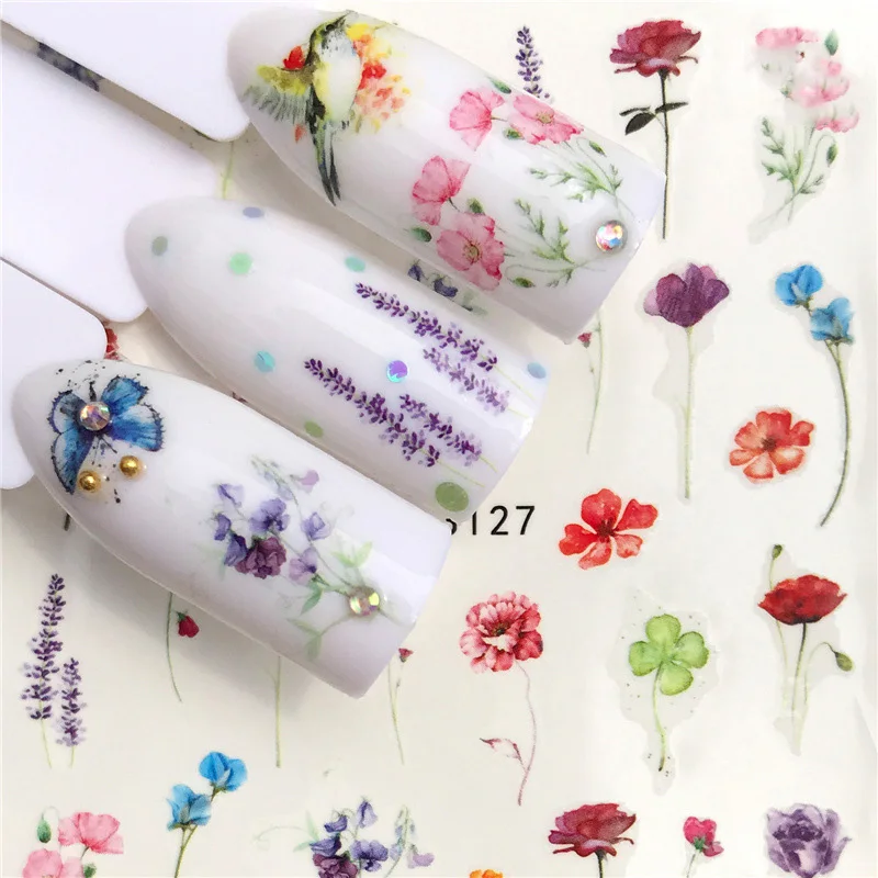 1 лист переводная наклейка серии Fresh Flower цветной цветок лаванды для нейл арта