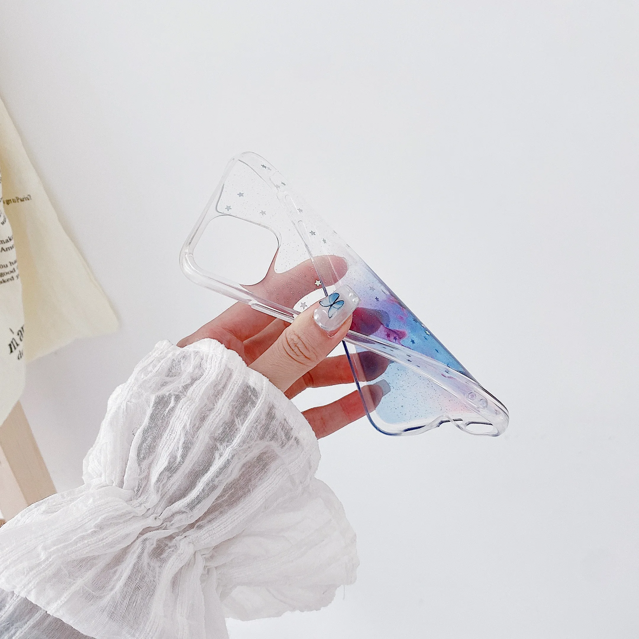 

USLION Marble Watercolor Cover Glitter Bling Color Painted Case For iPhone 12 11 Pro XR X XS Max 7 8 Plus SE2020 Soft Back Case