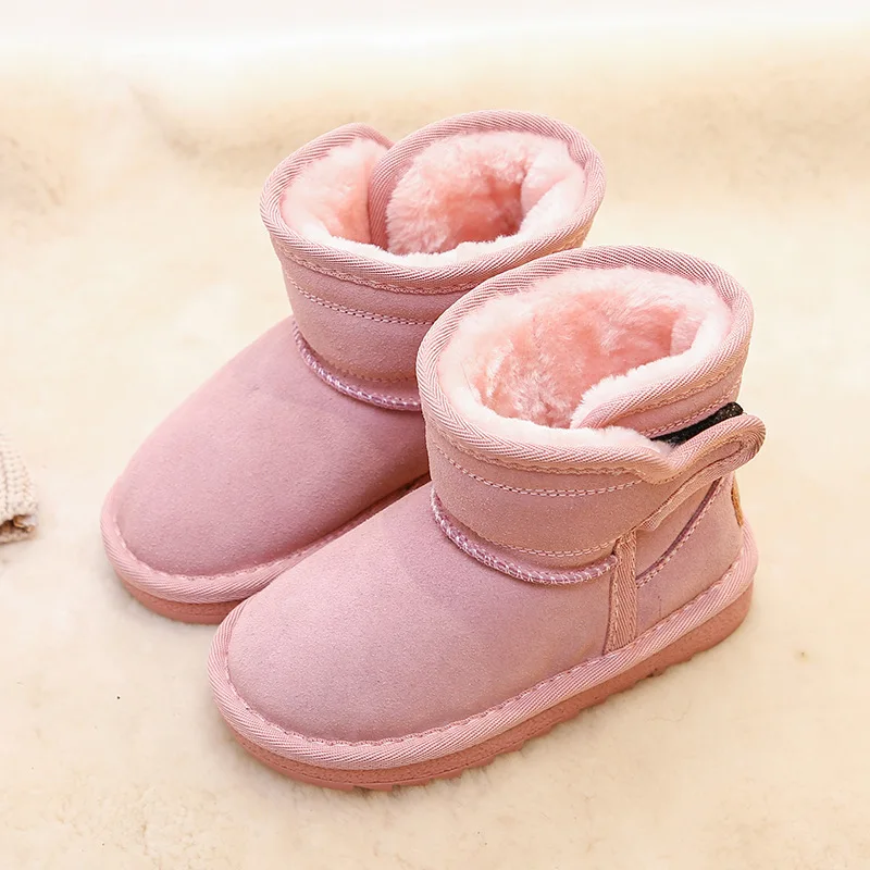 2019 г. Новые зимние сапоги из натуральной кожи для детей сгущение снежных сапог