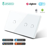 bseed 3 gang zigbee single live smart eu uk 157mm touch light switch glass panel smart switches alexa smart life compatible