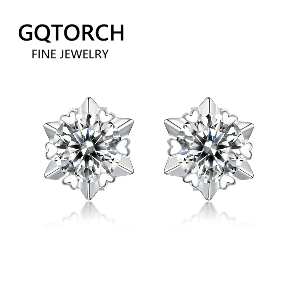 

Classic Hexagon Stud Earrings With Moissanite Stone 0.5 1ct Real Sterling Silver 925 Statement Snow Earrings For Women