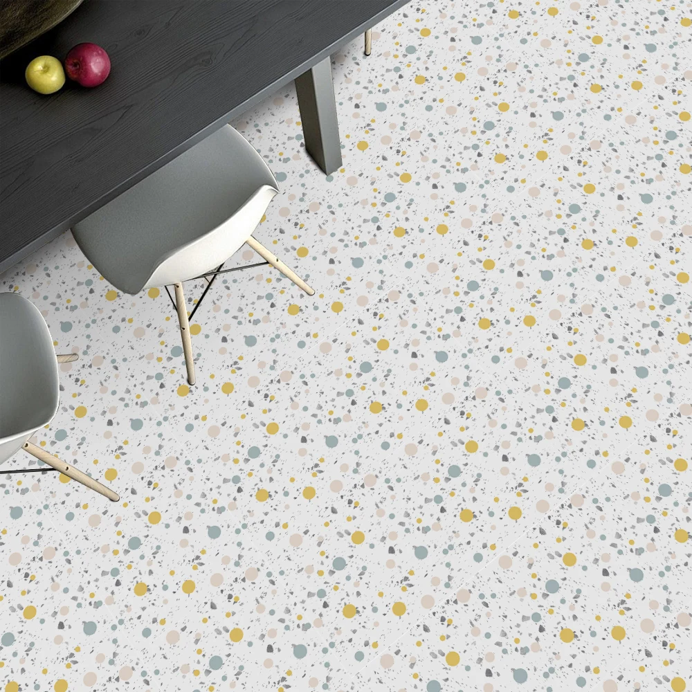 

Self-adhesive stickers terrazzo pastoral style color wave dot bedroom floor decoration floor stickers