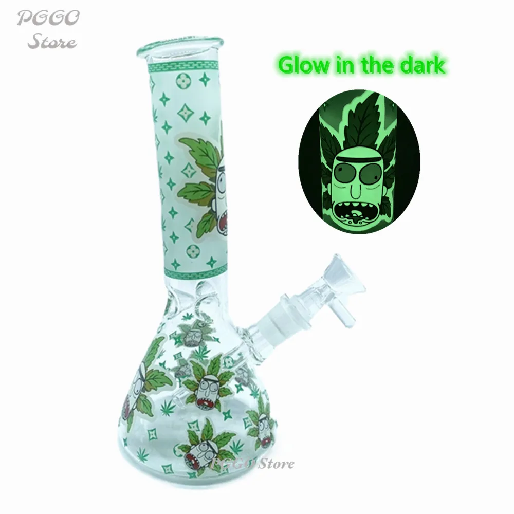 

10 Inch Glass Hookah Bottle Glow In The Dark Smoking Pipe Hookah Accessories Glass Bong Smoking Tubes Vase Decoration Gifts