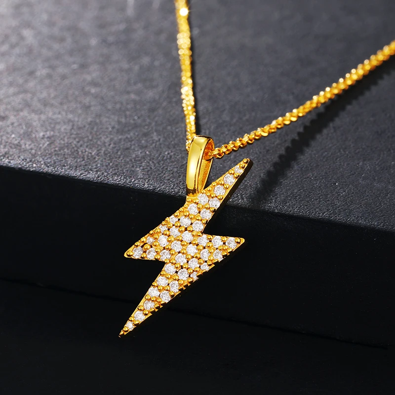 

Moissanite Lightning Pendant Necklace 925 Sterling Silver Necklaces For Women Jewelry Gift