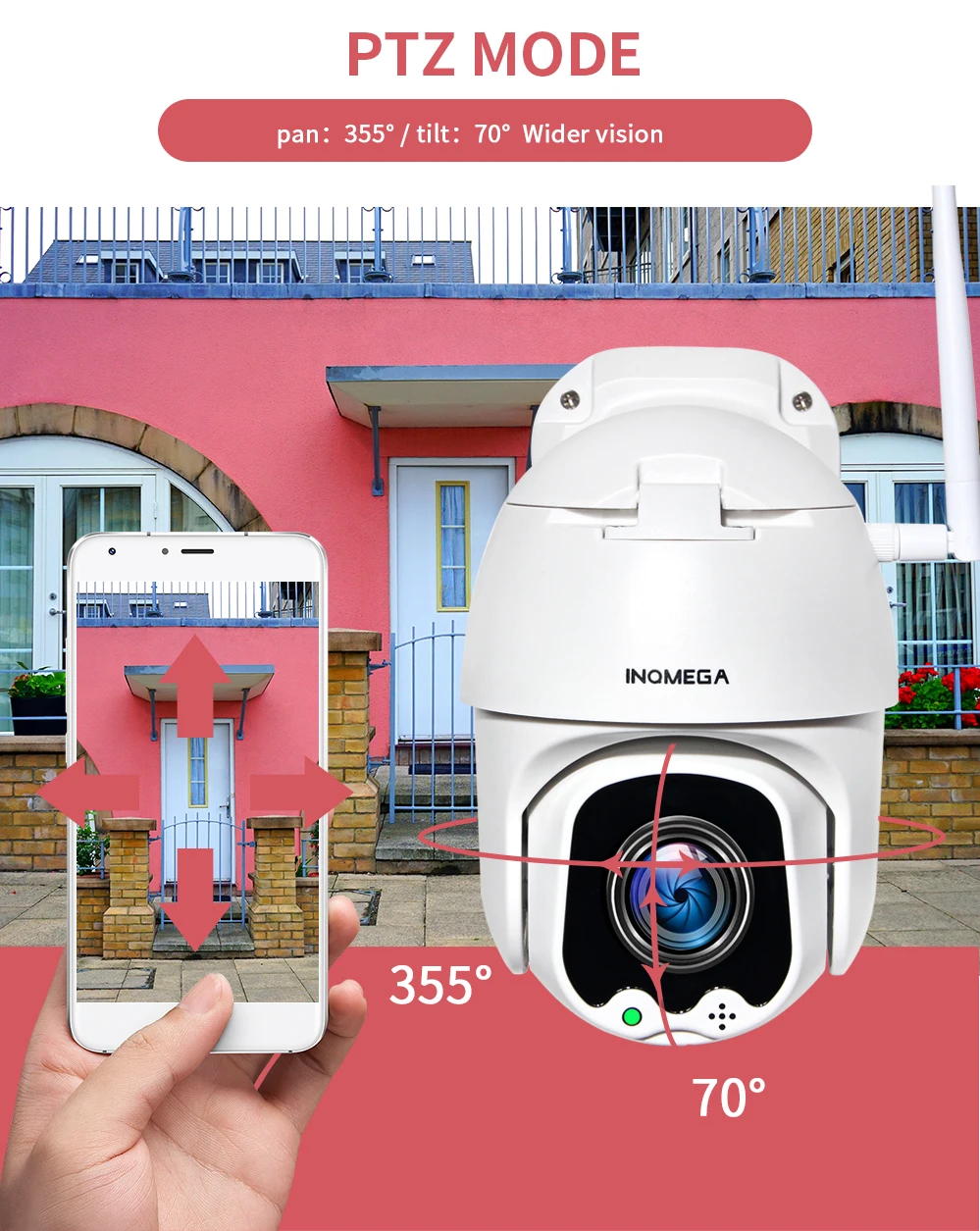 INQMEGA 5MP 4X Zoom PTZ IP Camera Speed Dome WiFi Wireless Digital Outdoor Security Surveillance Waterproof Network CCTV | Безопасность
