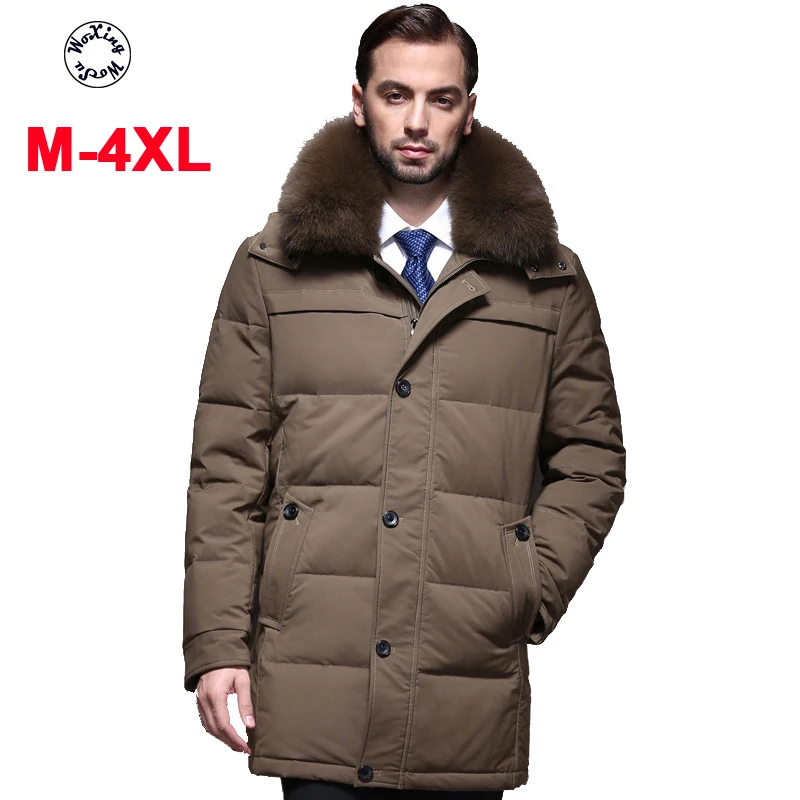 

Пуховик Woxingwosu для мужчин среднего возраста, пуховик большого размера с утолщенными перьями, размеры от M до 3xl 4xl