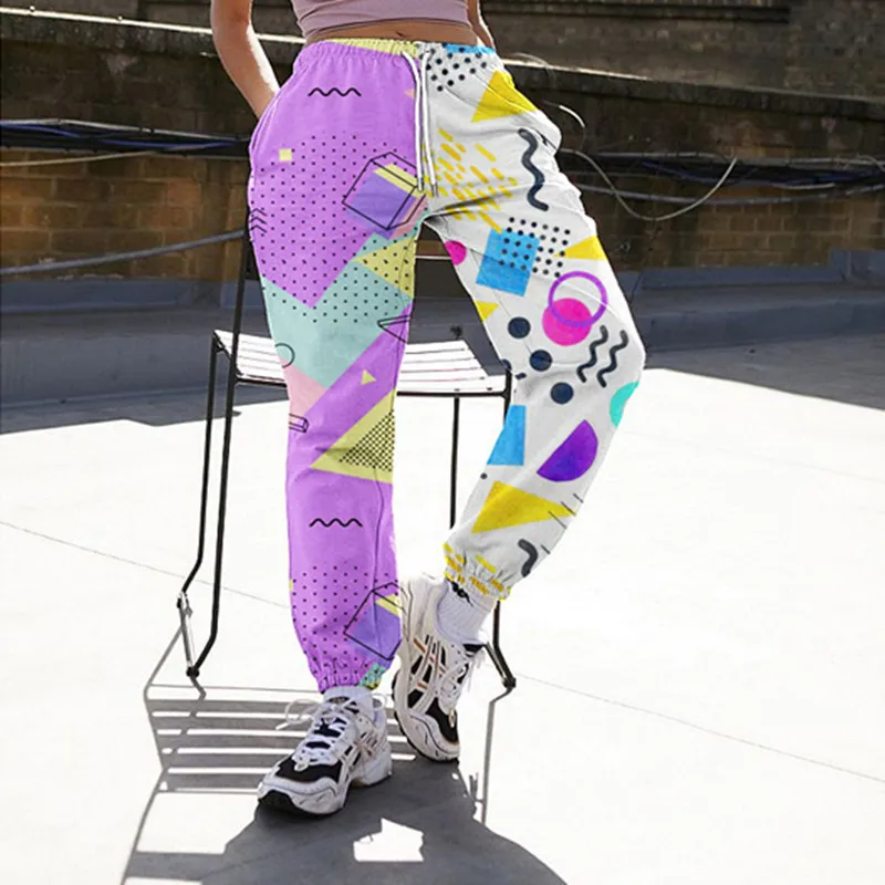 

Spring Women Tie Dye Printing Leisure Trousers Loose Elastic Waist Sports Pants