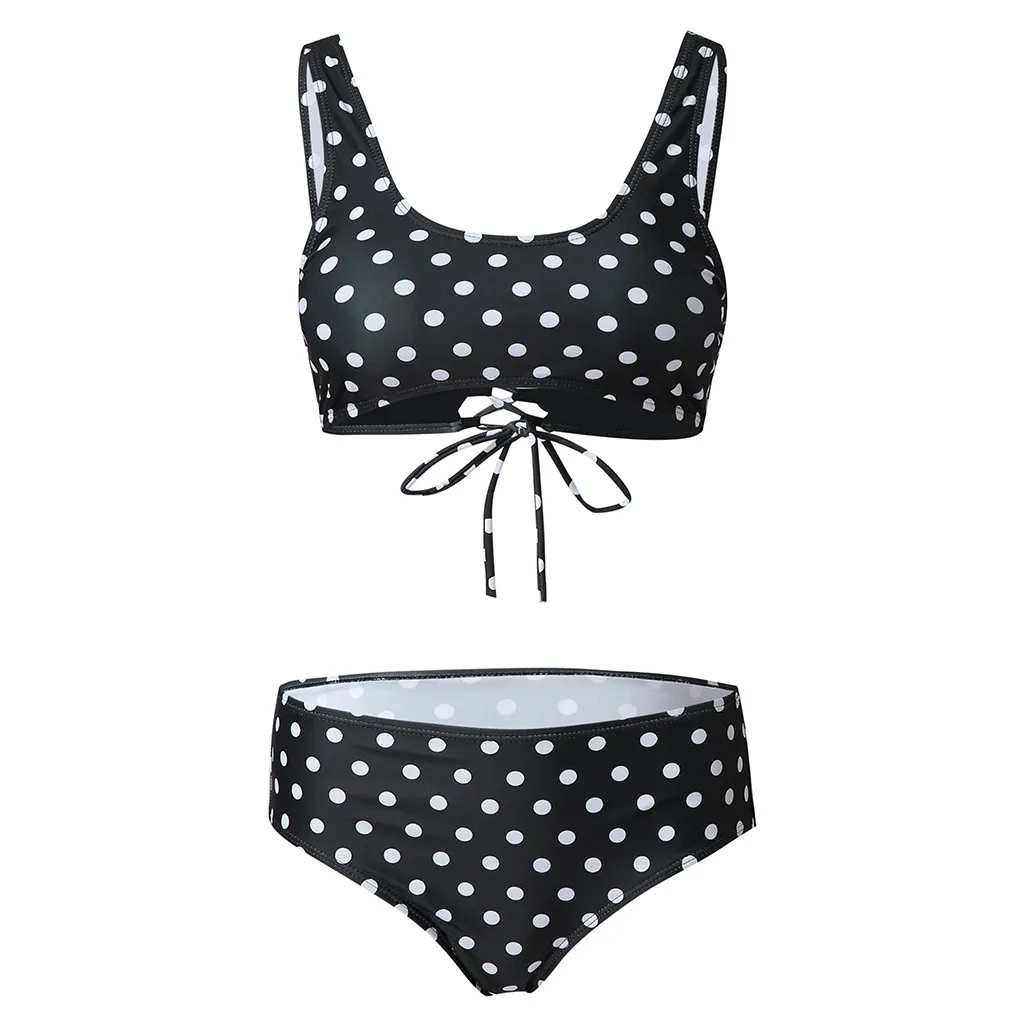 bikinis 2020 mujer ummer Backless Sexy Dot Print Black High Wais Swimwear Beachwear Siamese Swimsuit maillot de bain femme|Купальники| |
