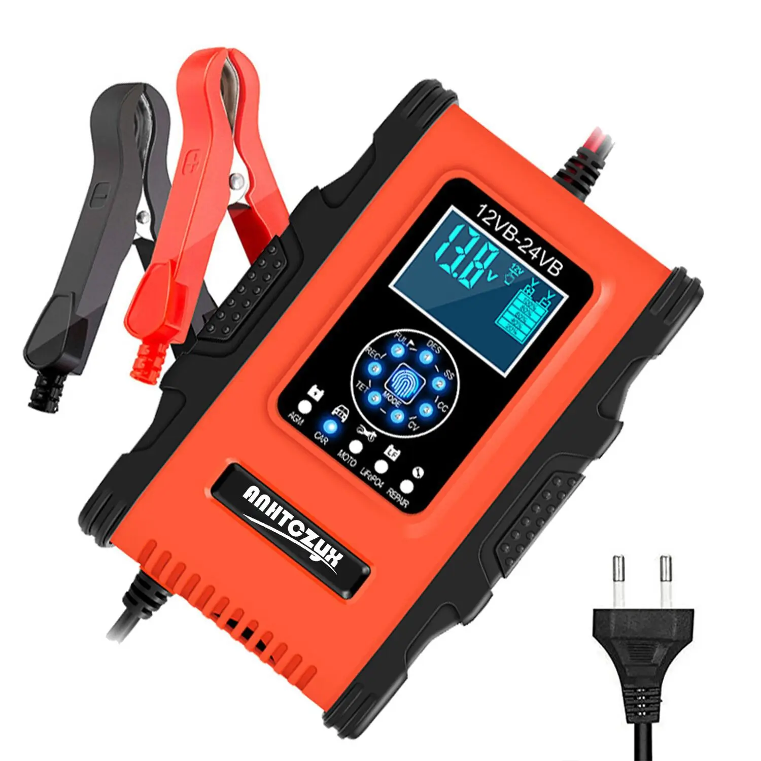 

Зарядное устройство для аккумуляторов с 7 этапами зарядки, автомобильное зарядное устройство для аккумуляторов с цифровым ЖК-дисплеем, 12 В, ...