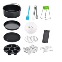 12pcs 8 inch air fryer accessories chips baking basket pizza plate grill pot frying cage dish pan bakeware sets cake stand set