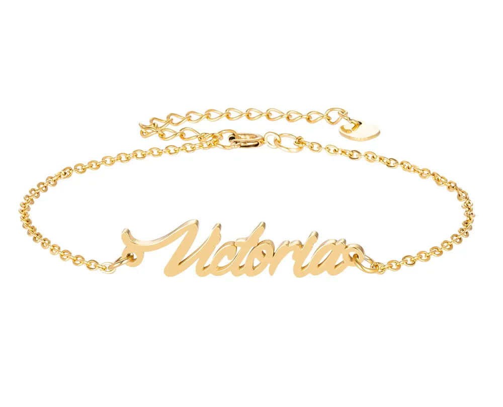 

Victoria Name Bracelet Women Girl Jewelry Stainless Steel Gold Plated Nameplate Pendant Femme Mother Girlfriend Best Gift